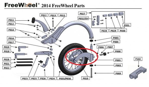 PIÈCE DÉTACHÉE FREEWHEEL P005 FOURCHE DE ROUE