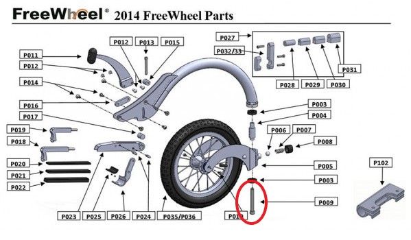 PIÈCE DÉTACHÉE FREEWHEEL P009 AXE DE ROUE