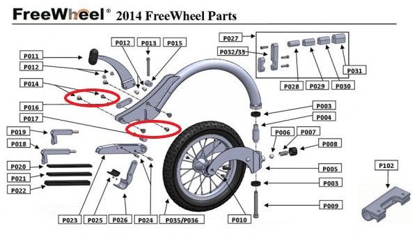 PIÈCE DÉTACHÉE FREEWHEEL P014 SET DE VISSERIE