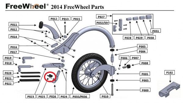 PIÈCE DÉTACHÉE FREEWHEEL P025 CALE INCURVÉE ET VIS