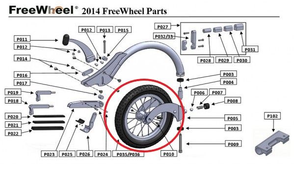 PIÈCE DÉTACHÉE FREEWHEEL P036 PNEU